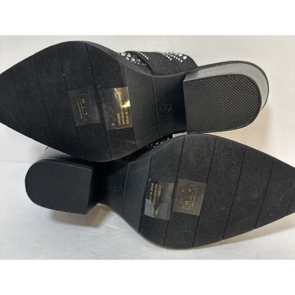 CAPE ROBBIN Women's Black Viv Rhinestone Denim Buckle Pointed-Toe Heels SZ 8 - Picture 7 of 16